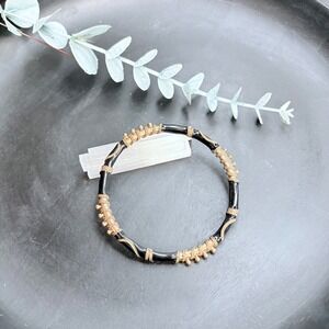 Vintage Enamel Bangle | Black Gold Bracelet |‎ Minimalist Stackable